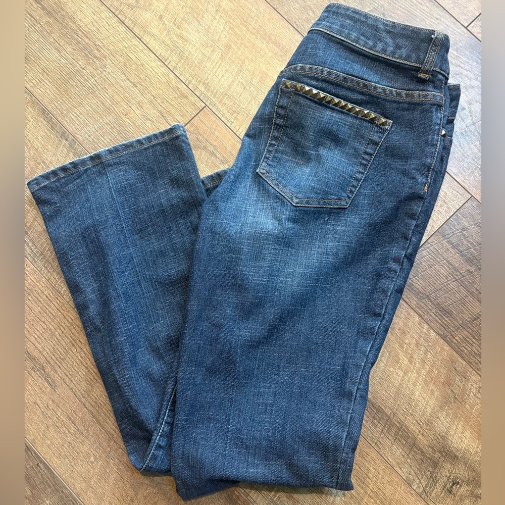 Chico’s Platinum Denim Ultimate Fit Studded Pocket Straight Jeans Size 1.5 (10)